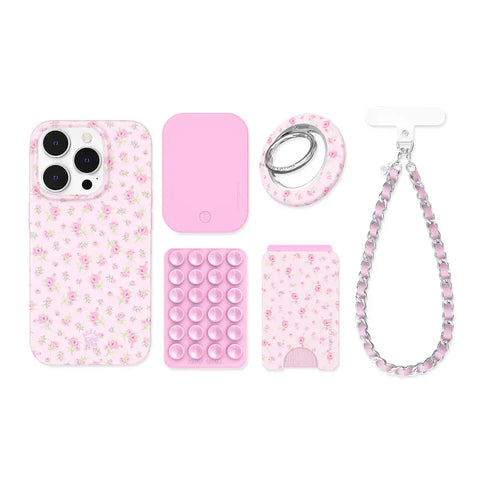 Dainty Pink Floral iPhone Bundle Set