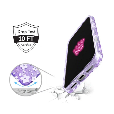 Lavender Cherry Blossom Glitter iPhone Case
