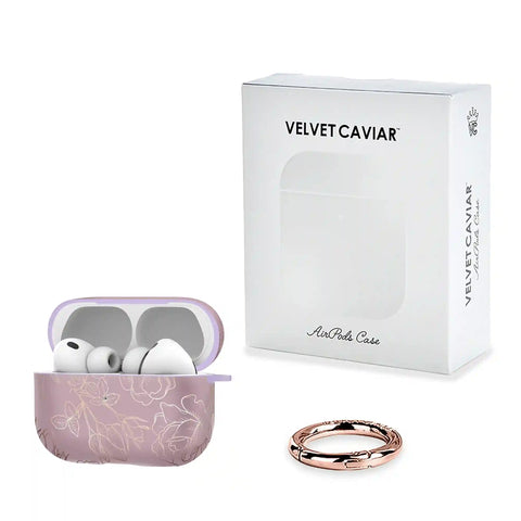 Dusty Rose Chrome Floral AirPods Case