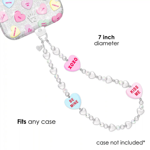 Sweet Hearts Pearl Chain Phone Charm