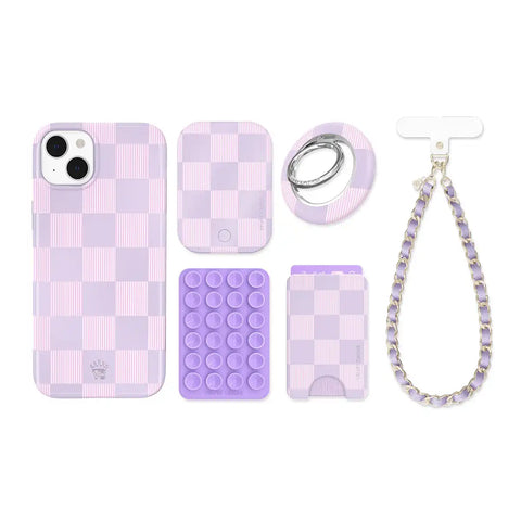 Lilac Vibe Checkered iPhone Bundle Set