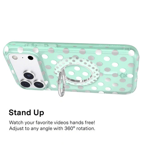 Mint Chrome Polka Dot MagSafe Grip Ring