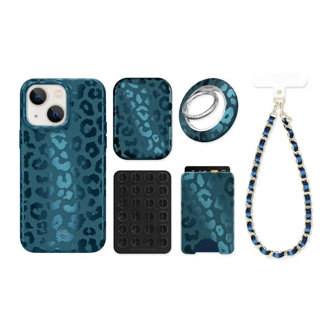 Metallic Navy Leopard iPhone Bundle Set