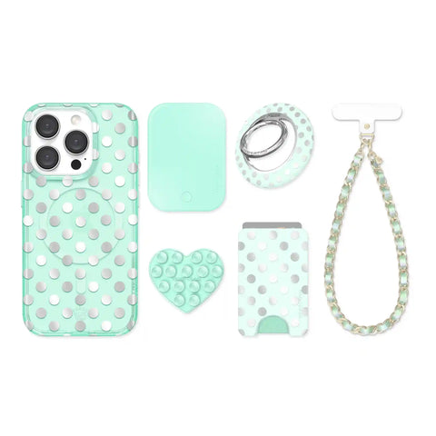 Mint Chrome Polka Dot iPhone Bundle Set