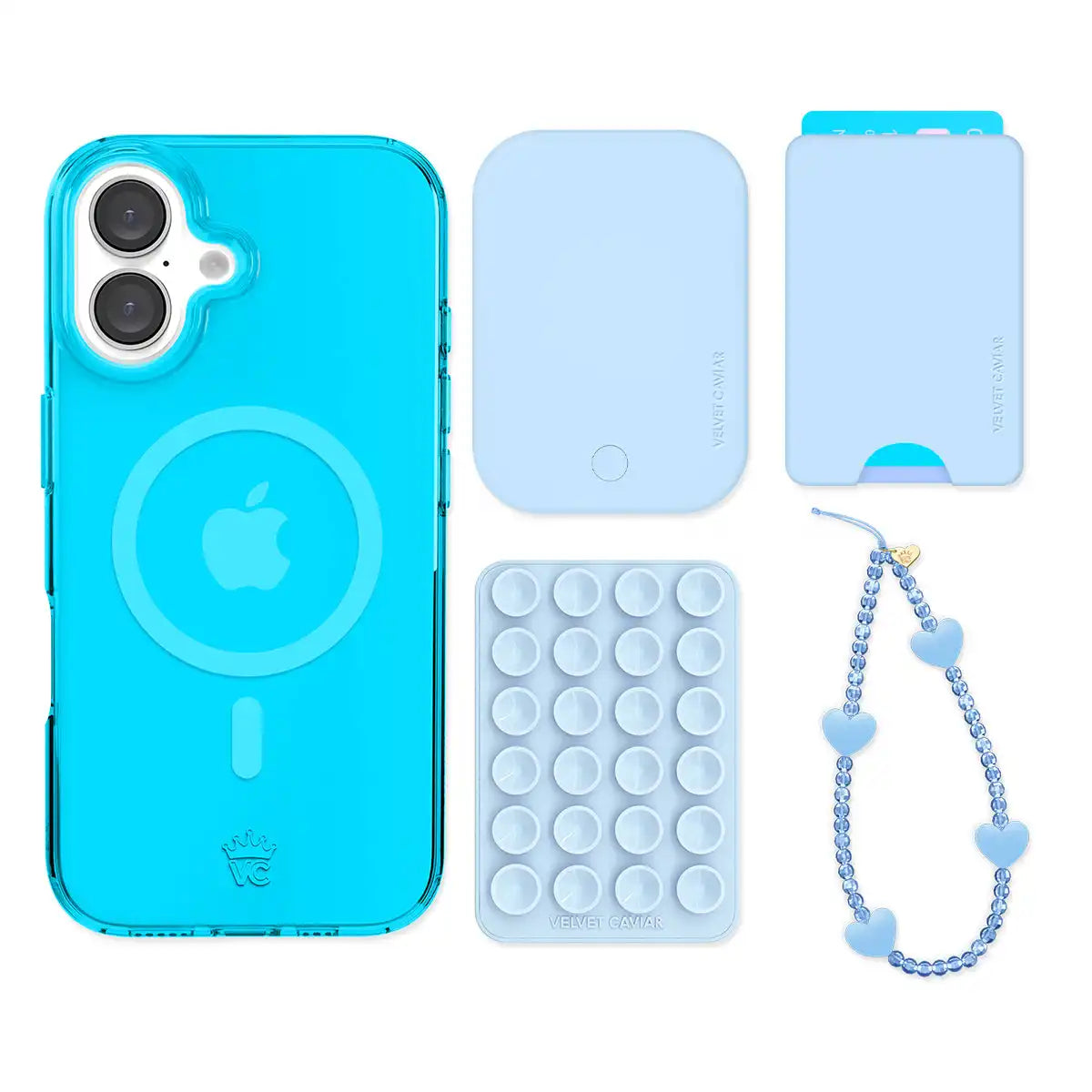 Neon Blue iPhone Bundle Set - Wallet