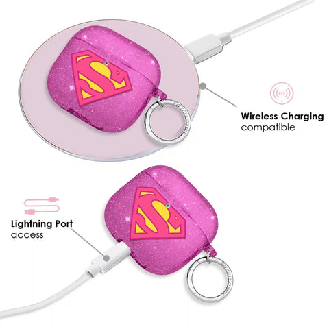 Supergirl Stardust Glitter AirPod Case