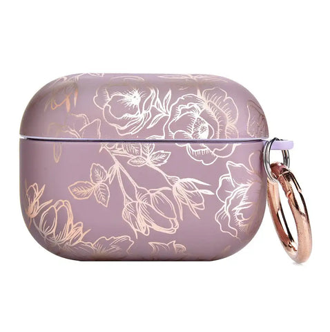 Dusty Rose Chrome Floral AirPods Case