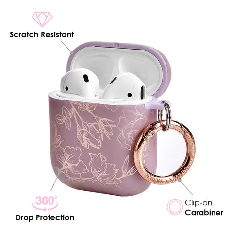 Dusty Rose Chrome Floral AirPods Case