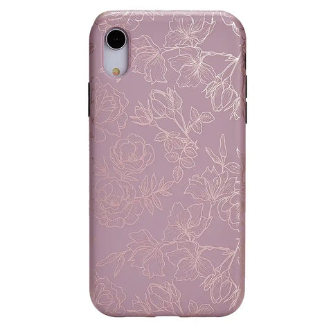 Dusty Rose Chrome Floral iPhone Case
