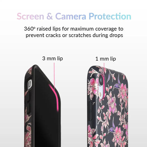 Midnight Floral Rose Gold Chrome iPhone Case
