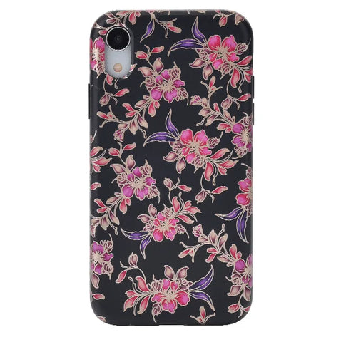 Midnight Floral Rose Gold Chrome iPhone Case