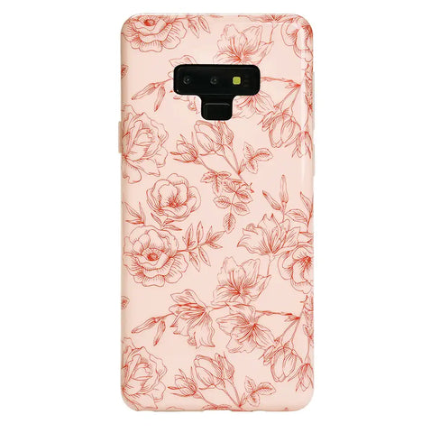 Nude Red Chrome Floral Samsung Galaxy Case