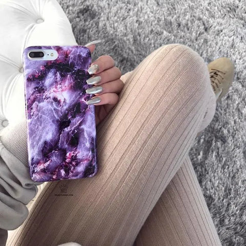 Purple Stone Marble iPhone Case