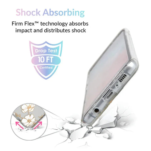 White and Gold Floral Clear Samsung Case
